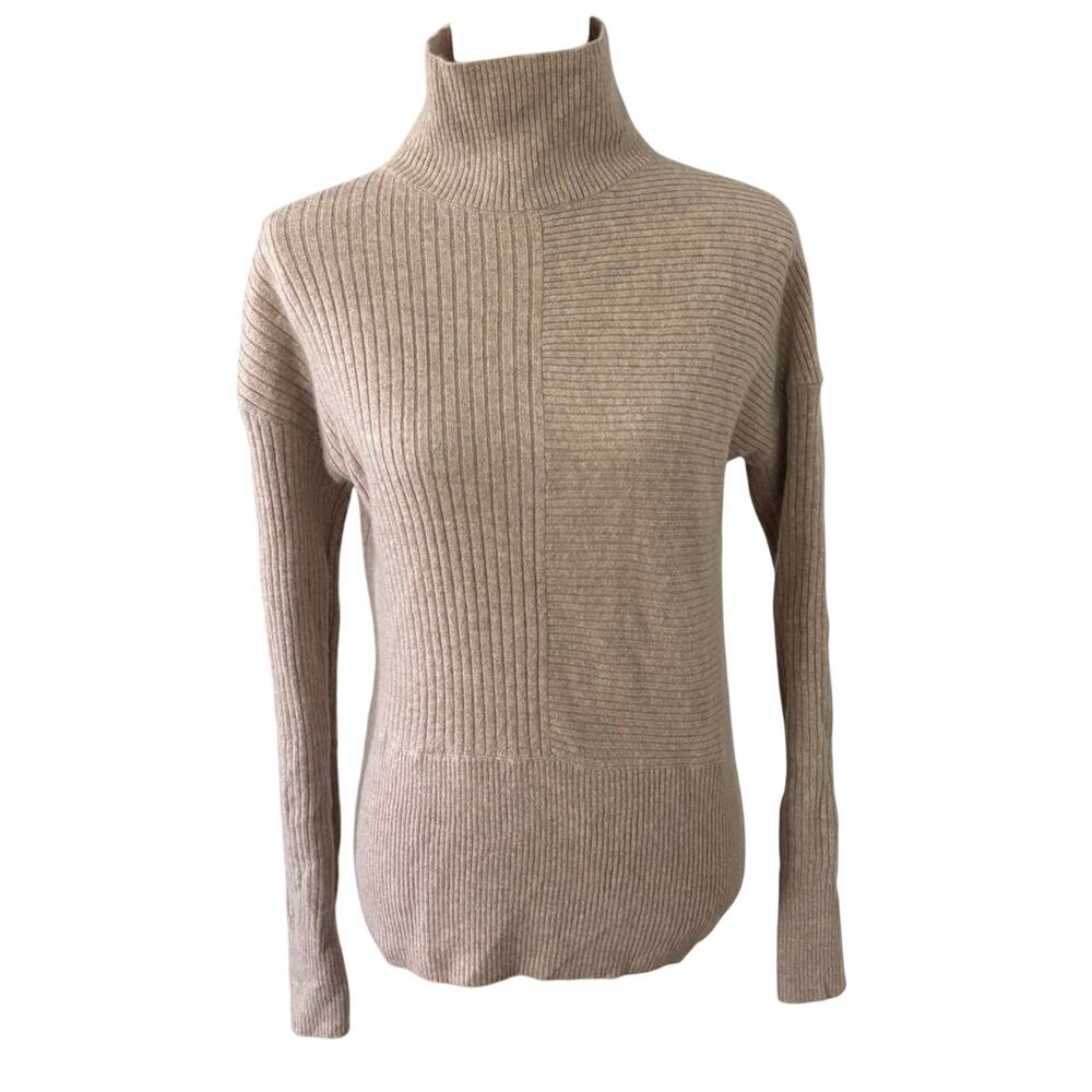 Summersalt Size XS Turtleneck Sweater Merino Wool Cashmere Oatmeal Ribbed FLAW